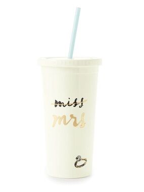 Wedding Decor! Kate Spade Miss to Mrs. Tumbler with Straw